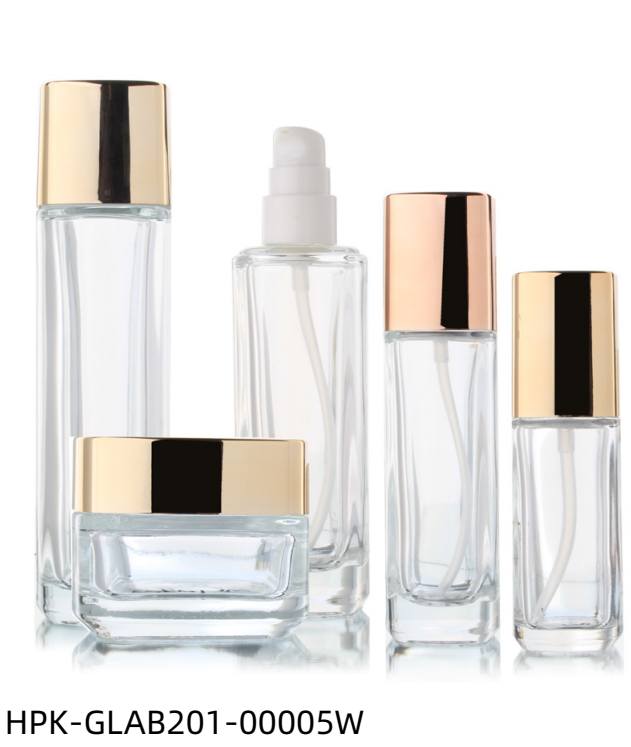 Square Thick Base Glass Lotion Bottle and Cream Jar